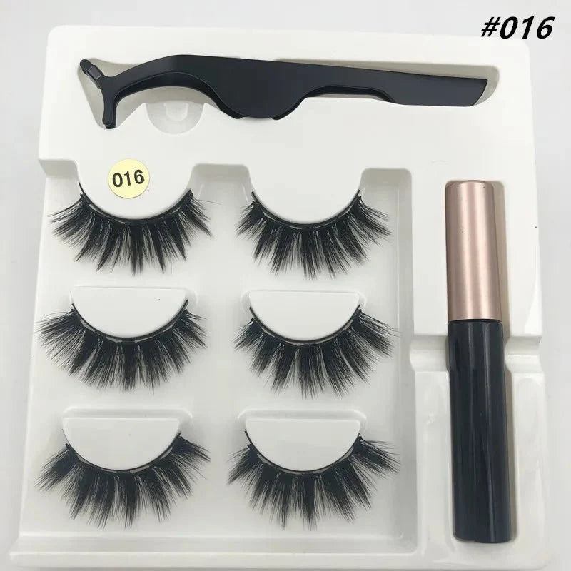 Magnetic eyelashes kit with reusable 3D false lashes and magnetic eyeliner pen for natural eye makeup