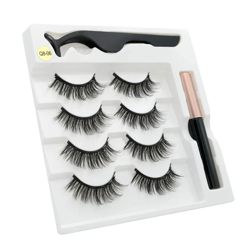 Magnetic eyelashes kit with reusable 3D false lashes and magnetic eyeliner pen for natural eye makeup