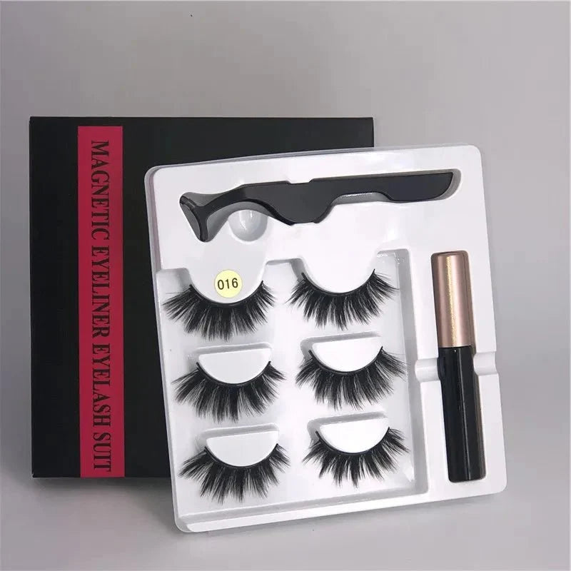 Magnetic eyelashes kit with reusable 3D false lashes and magnetic eyeliner pen for natural eye makeup