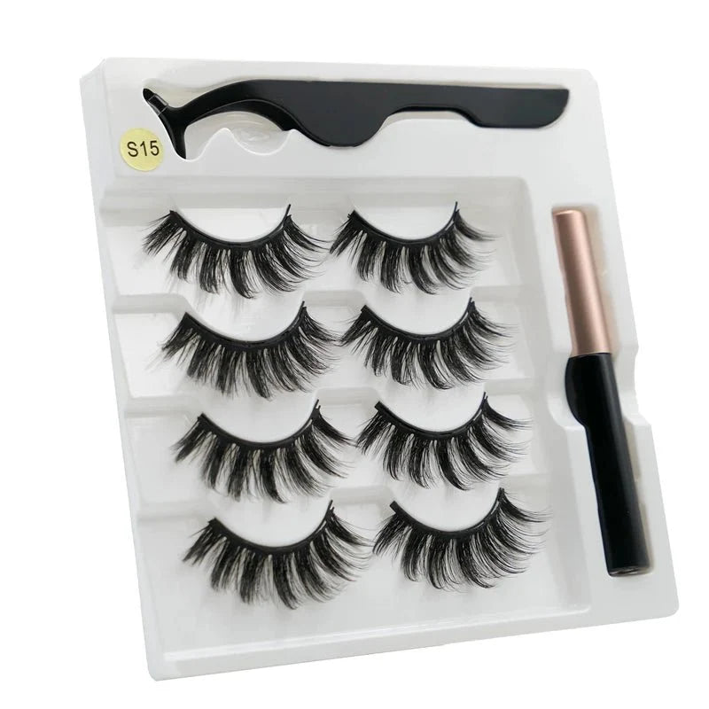 Magnetic eyelashes kit with reusable 3D false lashes and magnetic eyeliner pen for natural eye makeup