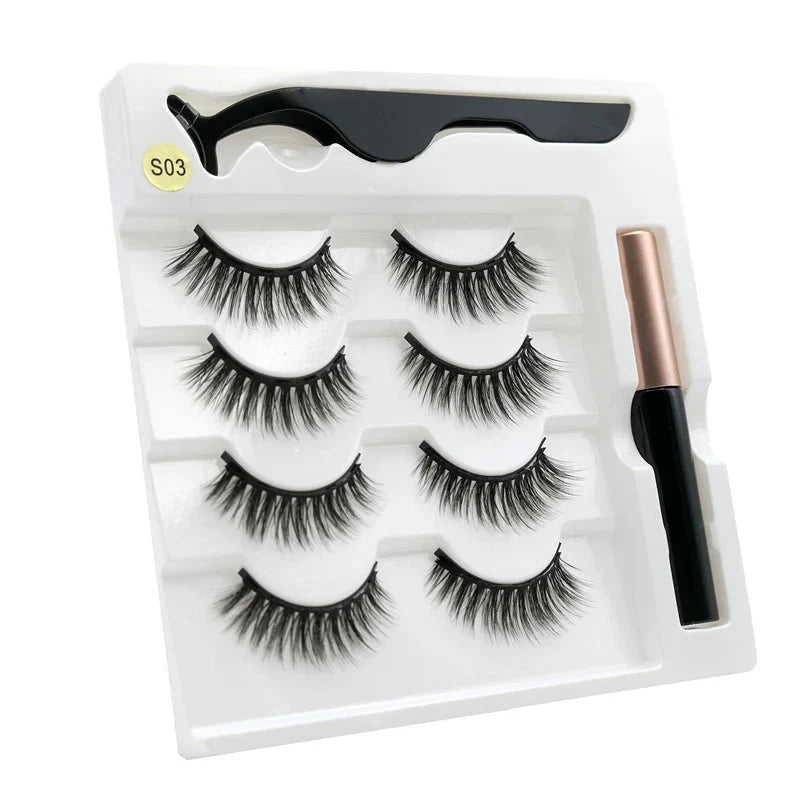 Magnetic eyelashes kit with reusable 3D false lashes and magnetic eyeliner pen for natural eye makeup