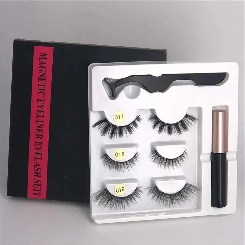 Magnetic eyelashes kit with reusable 3D false lashes and magnetic eyeliner pen for natural eye makeup