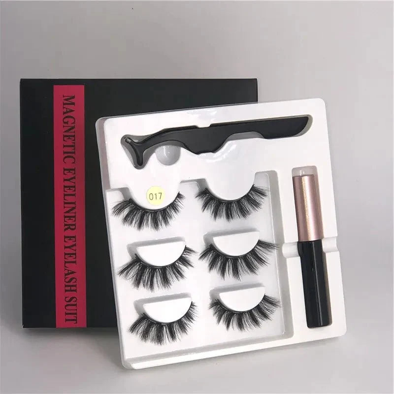 Magnetic eyelashes kit with reusable 3D false lashes and magnetic eyeliner pen for natural eye makeup