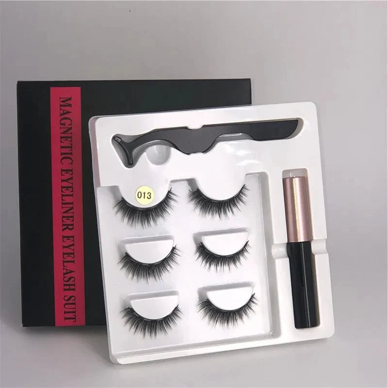 Magnetic eyelashes kit with reusable 3D false lashes and magnetic eyeliner pen for natural eye makeup