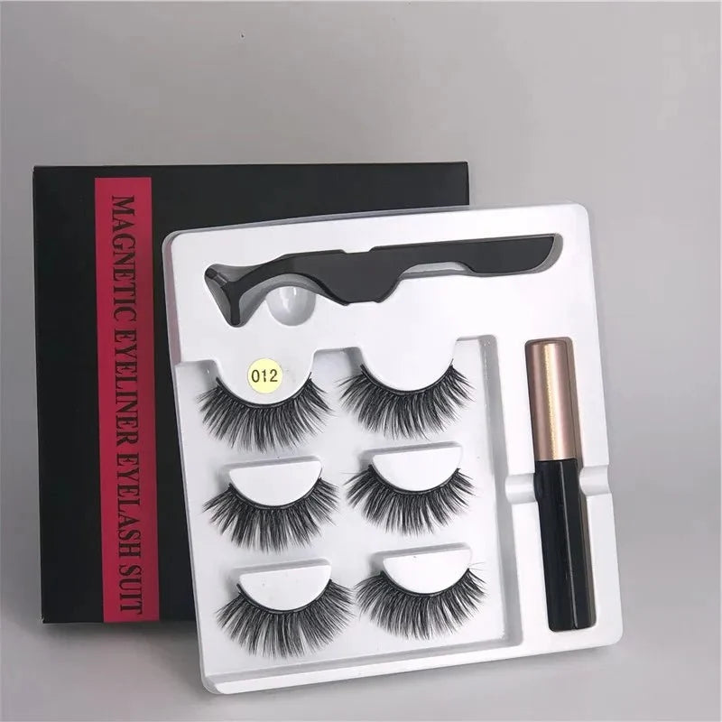 Magnetic eyelashes kit with reusable 3D false lashes and magnetic eyeliner pen for natural eye makeup