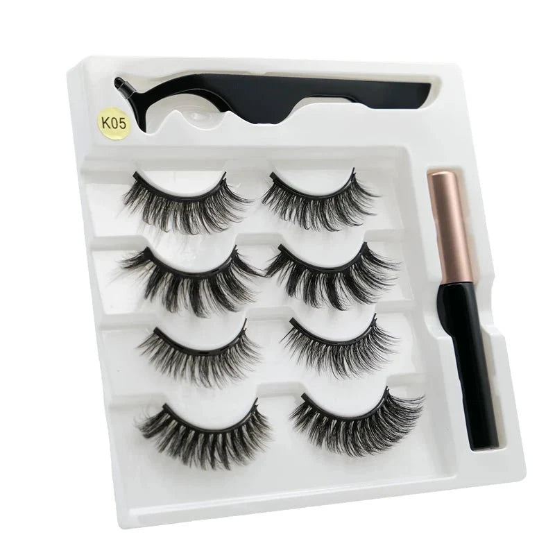 Magnetic eyelashes kit with reusable 3D false lashes and magnetic eyeliner pen for natural eye makeup