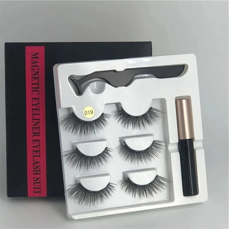 Magnetic eyelashes kit with reusable 3D false lashes and magnetic eyeliner pen for natural eye makeup