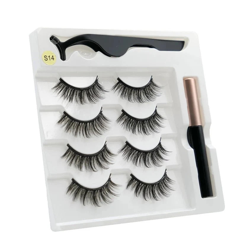 Magnetic eyelashes kit with reusable 3D false lashes and magnetic eyeliner pen for natural eye makeup