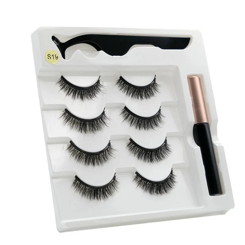 Magnetic eyelashes kit with reusable 3D false lashes and magnetic eyeliner pen for natural eye makeup
