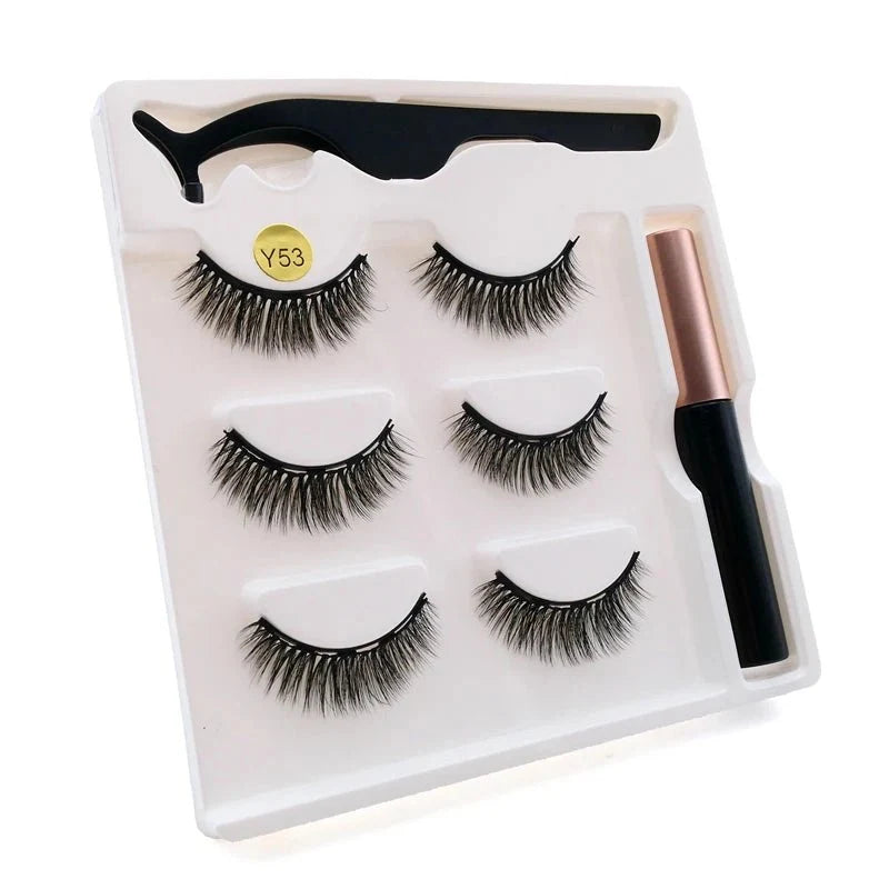 Magnetic eyelashes kit with reusable 3D false lashes and magnetic eyeliner pen for natural eye makeup