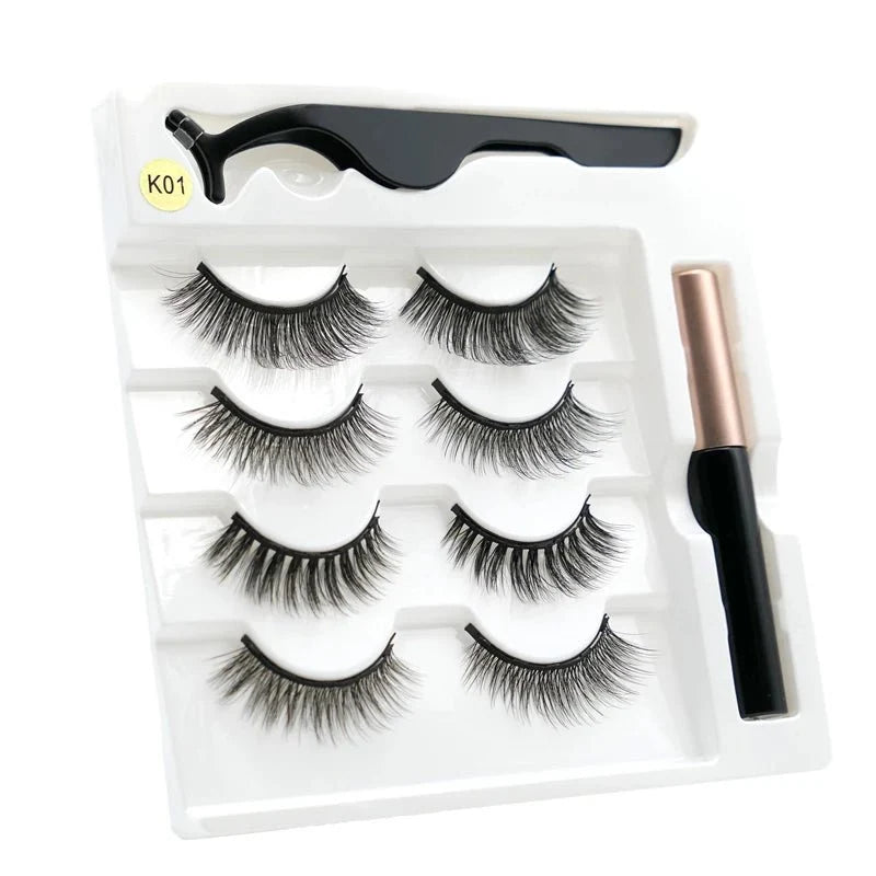 Magnetic eyelashes kit with reusable 3D false lashes and magnetic eyeliner pen for natural eye makeup