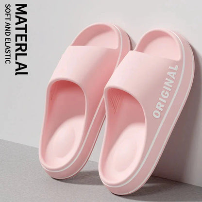 Mens Thick Sole Indoor Bathroom Anti Slip Shoes Summer Couple Sandals Feslishoet Women Letter Slippers Beach Slides Solid Color - Mom & Kids