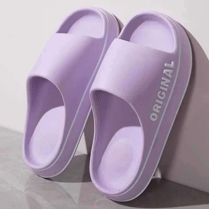 Mens Thick Sole Indoor Bathroom Anti Slip Shoes Summer Couple Sandals Feslishoet Women Letter Slippers Beach Slides Solid Color - Mom & Kids