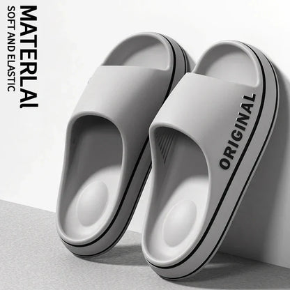Mens Thick Sole Indoor Bathroom Anti Slip Shoes Summer Couple Sandals Feslishoet Women Letter Slippers Beach Slides Solid Color - Mom & Kids