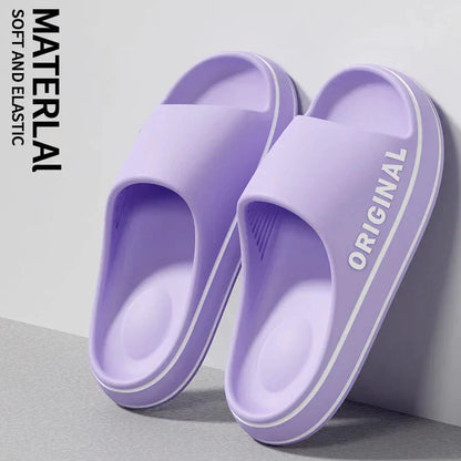 Mens Thick Sole Indoor Bathroom Anti Slip Shoes Summer Couple Sandals Feslishoet Women Letter Slippers Beach Slides Solid Color - Mom & Kids