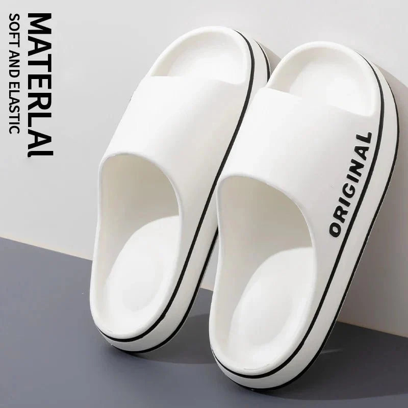 Mens Thick Sole Indoor Bathroom Anti Slip Shoes Summer Couple Sandals Feslishoet Women Letter Slippers Beach Slides Solid Color - Mom & Kids