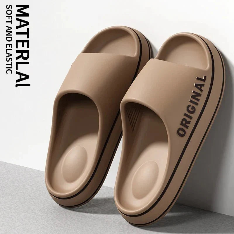Mens Thick Sole Indoor Bathroom Anti Slip Shoes Summer Couple Sandals Feslishoet Women Letter Slippers Beach Slides Solid Color - Mom & Kids