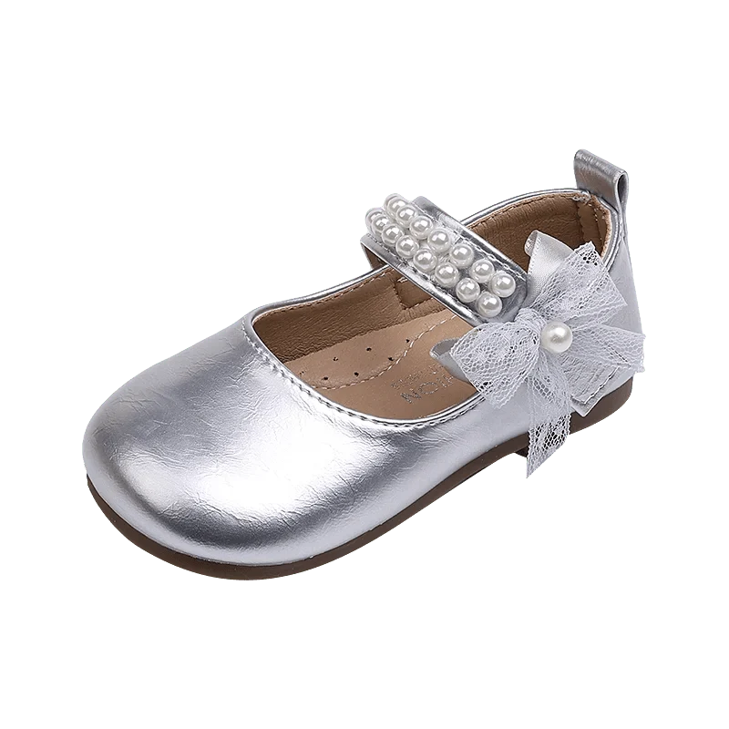 New Spring Autumn Kids Leather Shoes Side Bowknot Little Girls Dress Flat Shoes Elegant Children Princess Ballet Shoes for Party - Mom & Kids