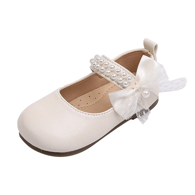 New Spring Autumn Kids Leather Shoes Side Bowknot Little Girls Dress Flat Shoes Elegant Children Princess Ballet Shoes for Party - Mom & Kids