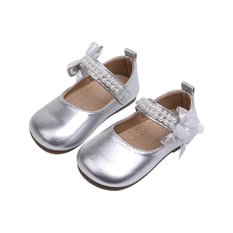 New Spring Autumn Kids Leather Shoes Side Bowknot Little Girls Dress Flat Shoes Elegant Children Princess Ballet Shoes for Party - Mom & Kids