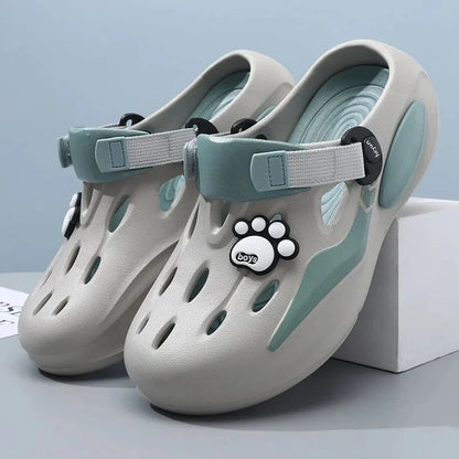 New Summer Men's Barefoot Sandals Soft Sole Comfortable Breathable Non Slip Tulip Slippers Thick Sole Casual Walking Beach Shoes - Mom & Kids