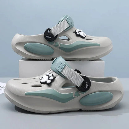 New Summer Men's Barefoot Sandals Soft Sole Comfortable Breathable Non Slip Tulip Slippers Thick Sole Casual Walking Beach Shoes - Mom & Kids