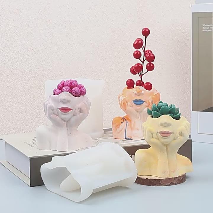 Nordic Ins Circle Hollow Large Vase Silicone Mold Gel Drop Diy Oval Striped Vase Plaster Home Decoration video 1