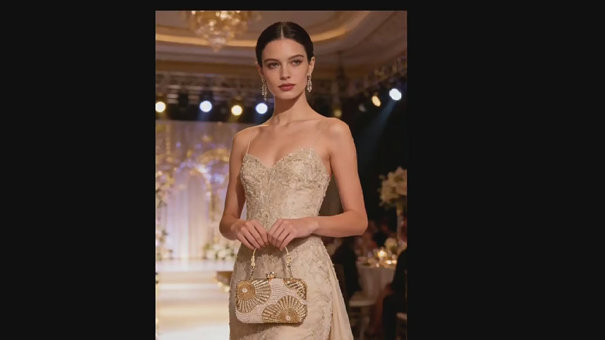 Cross-Border Popular Pearl Evening Bag, Handmade Beaded Embroidery Bag, Beaded Rhinestone Banquet Dress Bag, Ladies' Elegant Clutch Bag video 1