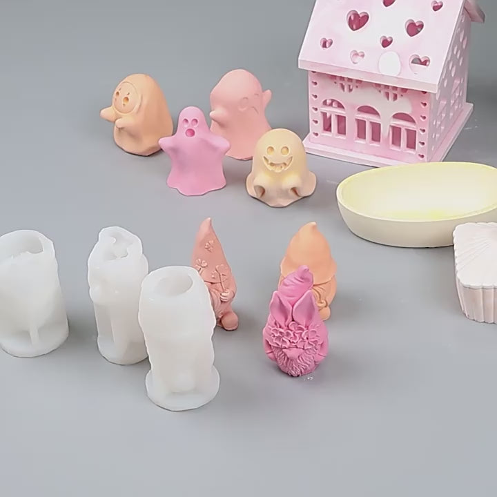 Cross-border new embossed fox candle silicone mold, Easter DIY embossed rabbit wooden stake, plaster candle cup video 1