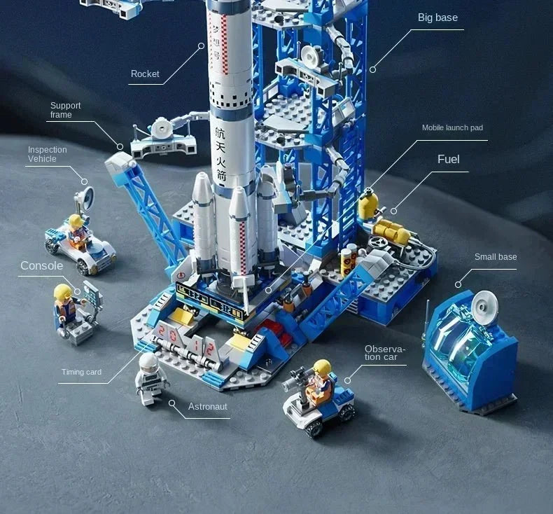Space Rocket Building Blocks Craft Launch Center Base Puzzle Model Set Bricks Toys For Children ( Available ) - Mom & Kids