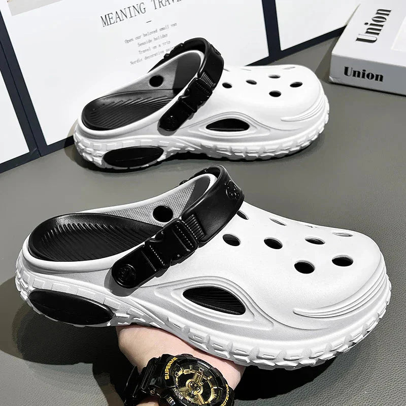 Summer Men's Thick Soled Non-Slip Breathable Toe-Cap Sandals Casual Beach Slippers - Mom & Kids