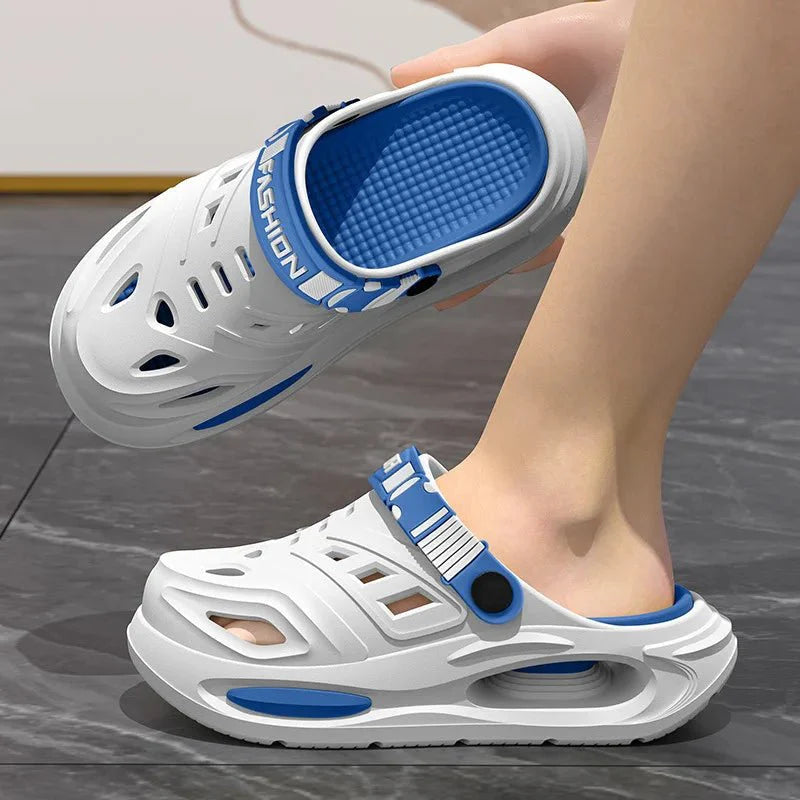 Thick-soled hole shoes for men, summer outdoor toe-caps slippers, sports sandals with anti-slip and sand-crawling feeling - Mom & Kids