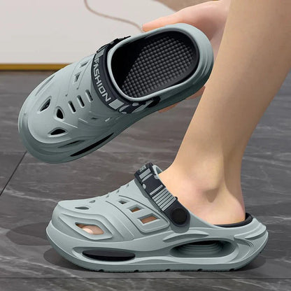 Thick-soled hole shoes for men, summer outdoor toe-caps slippers, sports sandals with anti-slip and sand-crawling feeling - Mom & Kids