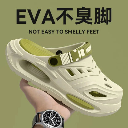 Thick-soled hole shoes for men, summer outdoor toe-caps slippers, sports sandals with anti-slip and sand-crawling feeling - Mom & Kids