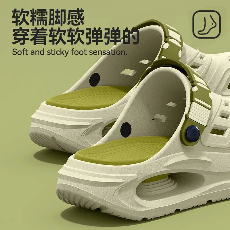Thick-soled hole shoes for men, summer outdoor toe-caps slippers, sports sandals with anti-slip and sand-crawling feeling - Mom & Kids