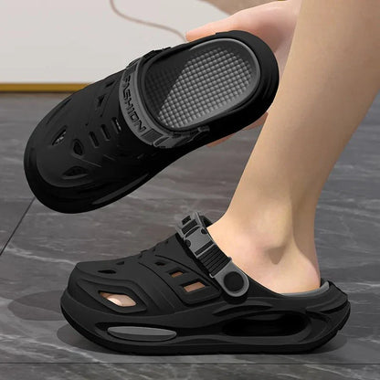 Thick-soled hole shoes for men, summer outdoor toe-caps slippers, sports sandals with anti-slip and sand-crawling feeling - Mom & Kids