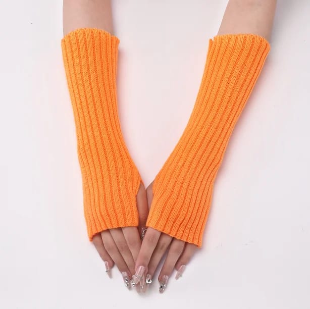 Winter Mitten Arm Warmers Knit Crochet Long Sleeve Fingerless Mittens Half Finger Acrylic Mittens (Available) - Mom & Kids