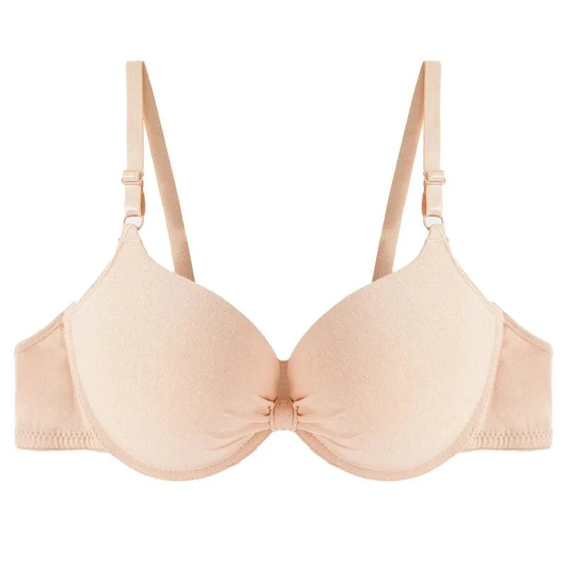Women's Sexy Cotton Gathered Bra Deep V Underwire Ladied Brassiere Push Up Lingerie Solid Bras Backless Intimate Underwear (Available) - Mom & Kids
