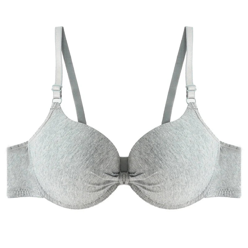 Women's Sexy Cotton Gathered Bra Deep V Underwire Ladied Brassiere Push Up Lingerie Solid Bras Backless Intimate Underwear (Available) - Mom & Kids